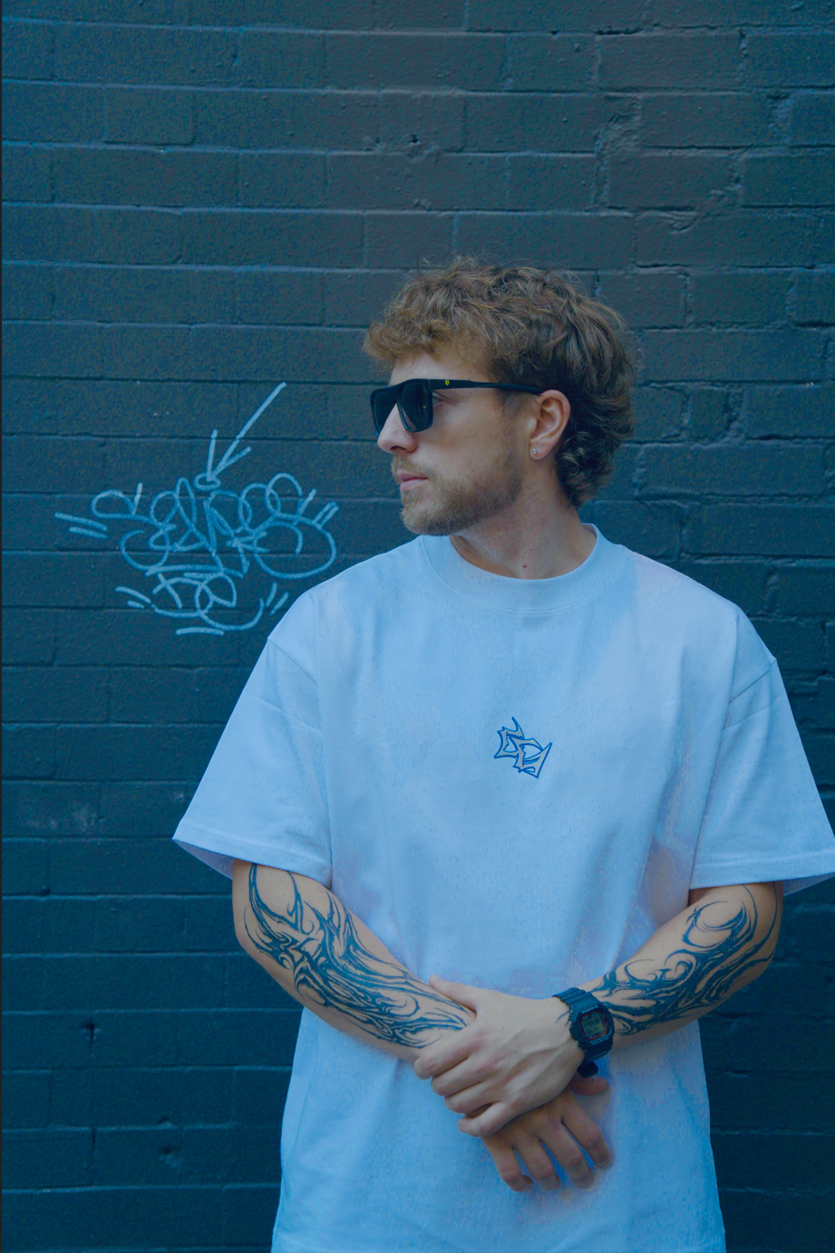 Spine Tee — Blue Puff